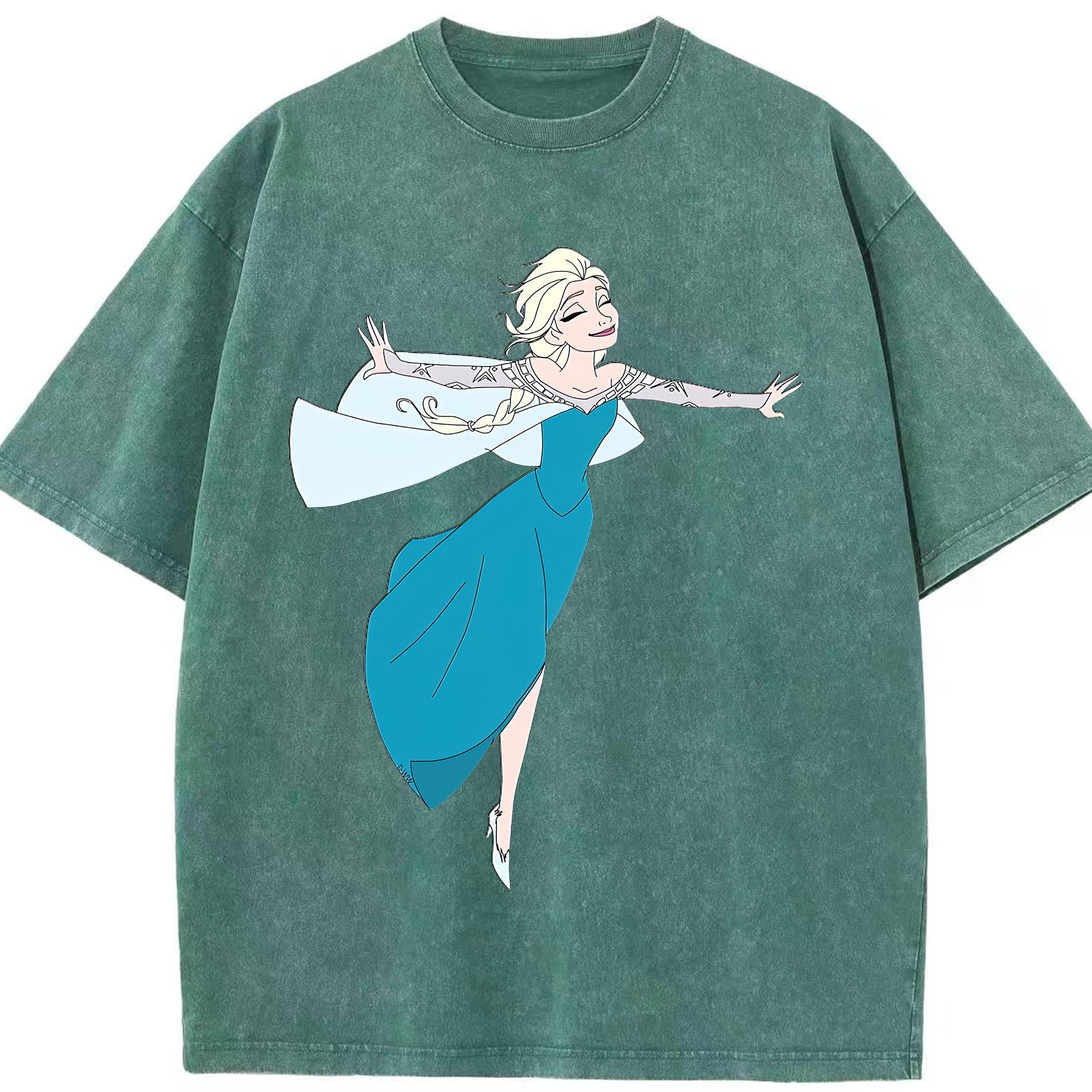 （画像用） アナと雪の女王 アンナ エルサ Frozen Anna Elsa 綿100% ヴィンテージ風 半袖Tシャツ（フロントプリント）